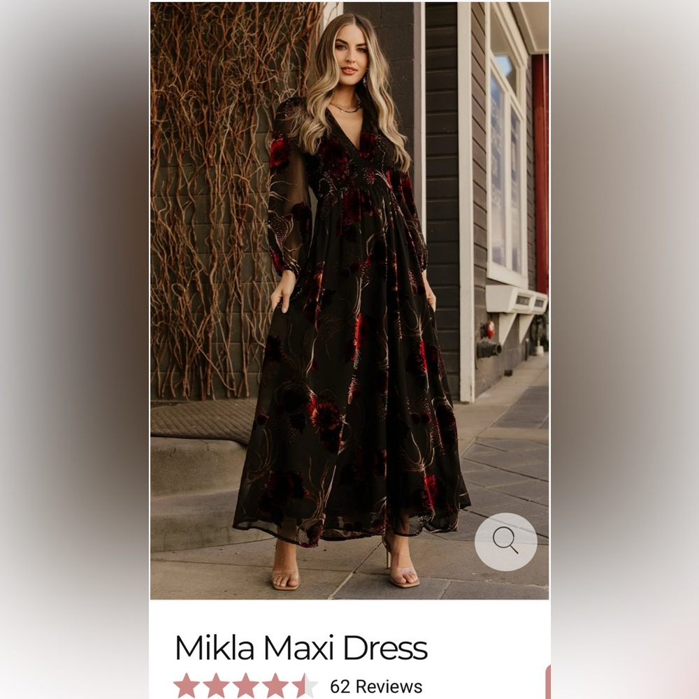 Baltic Born Black and Red Floral Maxi Dress